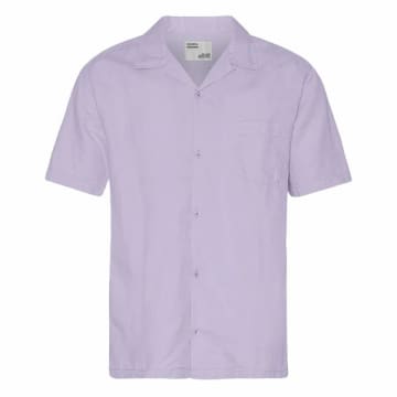 Shop Colorful Standard Short Sleeve Linen Shirt Soft Lavender