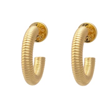 Shop Talis Chains Ridge Hoop Earrings In Gold
