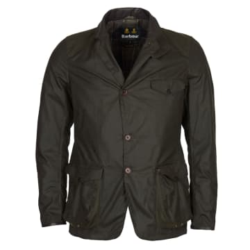 Shop Barbour Beacon Sports Wax Jacket Olive In Green