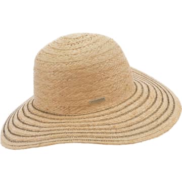 Shop Seeberger Seeburger Raffia Floppy Hat With Contrast Stitching In Natural And Black 55412