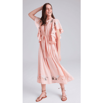 Shop Cape Cove Botanical Ruffle Dress By In Pink