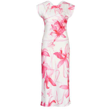Shop Marella Satin Floral Dress In Rose