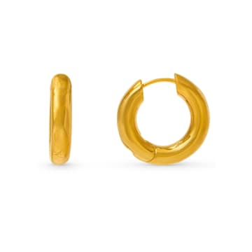 Shop Orelia Polished Chubby Mid-sized Hoop Earrings In Gold