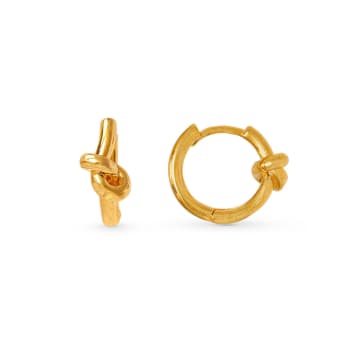 Shop Orelia Polished Knot Huggie Hoop Earrings In Gold