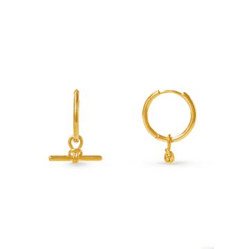 Shop Orelia Dainty T-bar Knot Hoop Earrings In Gold