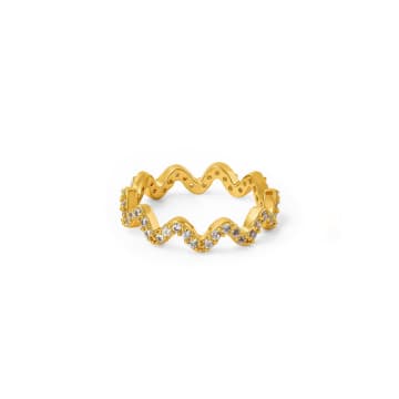 Shop Orelia Pave Wave Ring In Gold