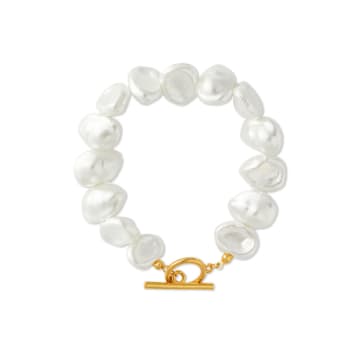 Shop Orelia Statement Organic Pearl T-bar Bracelet