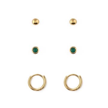 Shop Orelia Emerald Stud & Hoop Earrings 3 Pack