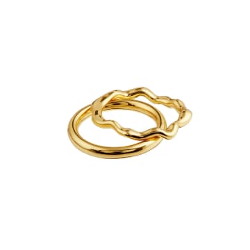 Shop Orelia Organic Wave Ring Pack In Gold