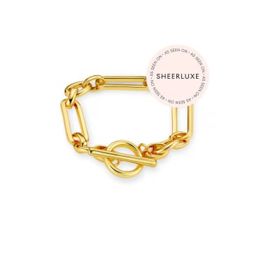 Shop Orelia Rectangular Link T-bar Bracelet In Gold