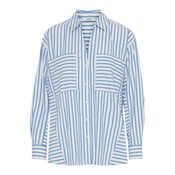 Shop B.young Fento Long Shirt In Palace Blue Mix