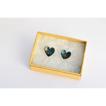 Shop Stephanie Hopkins Copper Heart Stud Earrings In Metallic
