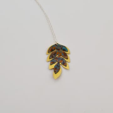 Shop Stephanie Hopkins Copper And Brass Fern Leaf Necklace In Metallic