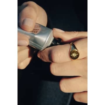 Shop Nordic Muse Large Stone Embossed Signet Ring