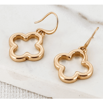 Shop Envy Jewellery Gold Open Fleur Dropper Earring