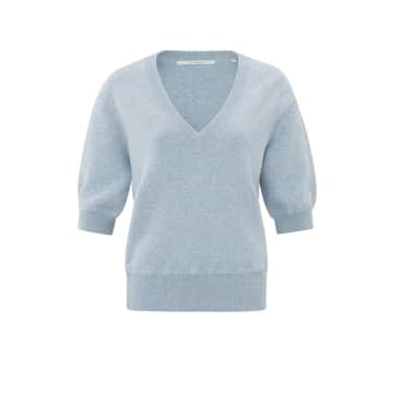 Shop Harrison Fashion Soft Sweater With V Neck And Half Long Sleeves | Xenon Blue Melange