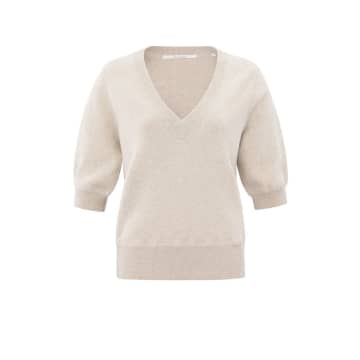 Shop Harrison Fashion Soft Sweater With V Neck And Half Long Sleeves | Gray Morn Beige Melange In Neturals