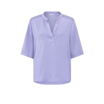 Shop Yaya Satin Top With V Neck & Half Long Sleeves | Lavender Purple