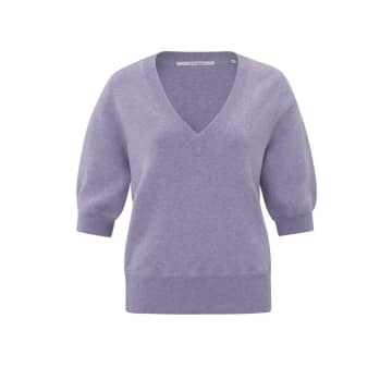 Shop Yaya Soft Sweater With V Neck And Half Long Sleeves | Lavender Purple Melange