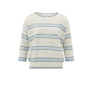 Shop Yaya Striped Sweater With Boatneck And Rib Details | Beige Dessin In Neturals