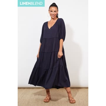 Shop The Kindred Co. Haven Tropicana Tiered Maxi Dress In Blue