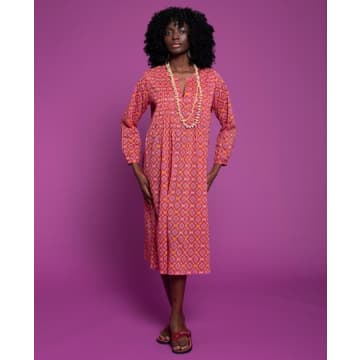 Shop Les Touristes Capi Patterned Cotton Dress, Famara Coral In Pink