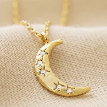 Shop Lisa Angel | Crystal Crescent Moon Pendant Necklace | Gold