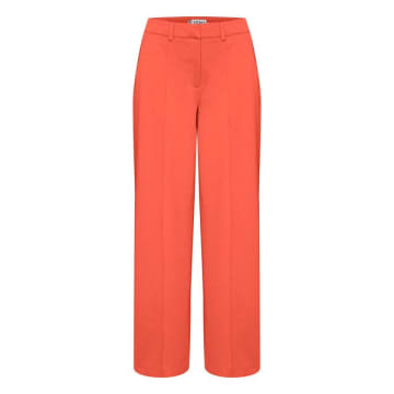 Shop Ichi Kate Office Long Wide Pants In Hot Coral In Pink
