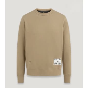 Shop Belstaff Centenary Applique Label Sweatshirt Khaki In Neutrals