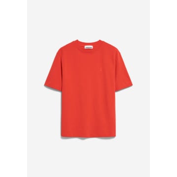 Shop Armedangels Tarjaa Poppy Red Heavyweight T-shirt