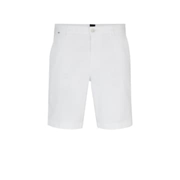 Shop Hugo Boss Slice-short White Slim Fit Shorts In Stretch Cotton 50512524 100