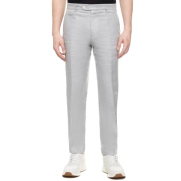 Shop Hugo Boss C-genius-242 Silver Slim Fit Trousers In Linen Blend 50515102 041 In Metallic