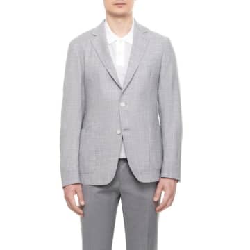 Shop Hugo Boss C-hanry-233 Silver Grey Slim Fit Jacket In Linen Blend 50514618 041 In Metallic