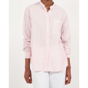 Shop Hartford Connor Pink Linen Stripe Shirt