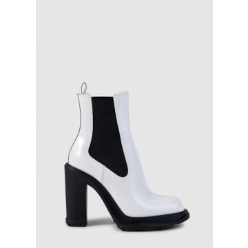 Shop Alexander Mcqueen Women's Tread Heeled Ankle Boots In White