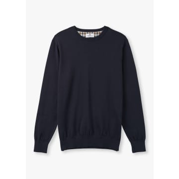 Shop Aquascutum Mens Active Check Sleeves Sweater In Navy In Blue