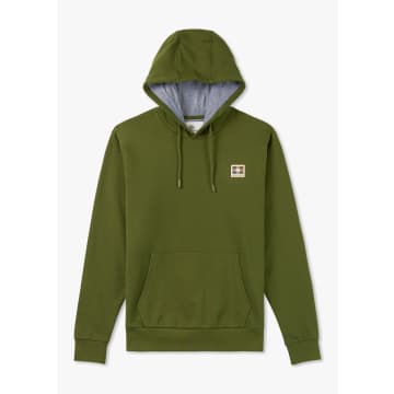 Shop Aquascutum Mens Active Club Check Patch Hoodie In Army Green
