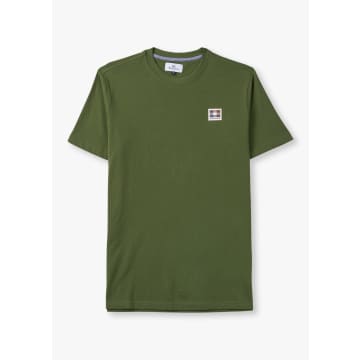 Shop Aquascutum Mens Active Club Check Patch T-shirt In Army Green