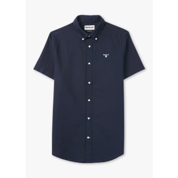 Shop Barbour Mens Oxtown Tailored Short Sleeve Shirt In Navy In Blue