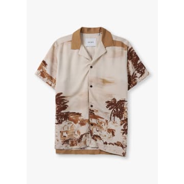 Shop Les Deux Mens Coastal Aop Shirt In Terracotta