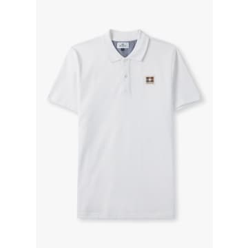 Shop Aquascutum Mens Active Check Patch Polo In Optical White