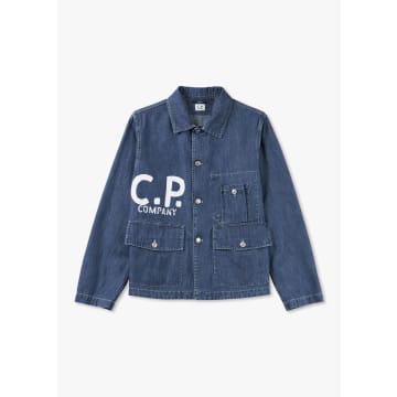 Shop C.p. Company Mens Outerwear Medium Blu Jacket In Stone Bleach