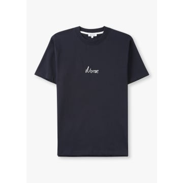 Shop Norse Projects Mens Johannes Organic Chain Stitch Logo T-shirt In Navy In Blue