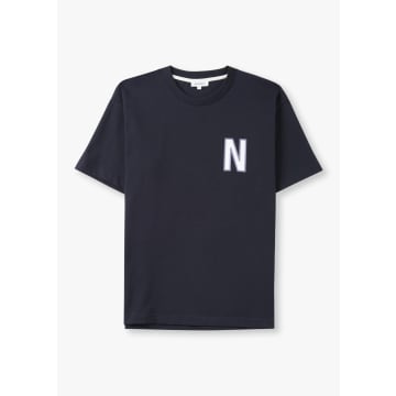 Shop Norse Projects Mens Simon Large N T-shirt In Navy In Blue