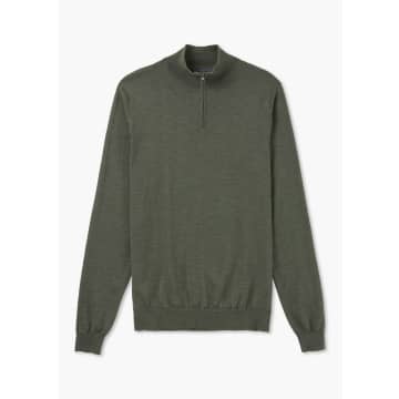 Shop Oliver Sweeney Mens Curragh Quarter Zip Sweatshirt In Khaki In Neutrals