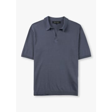 Shop Replay Sartoriale Knitted Polo Shirt In Aviator Blue