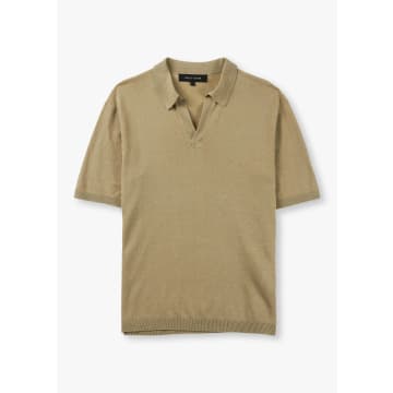 Shop Replay Sartoriale Knitted Polo Shirt In Sand In Neutrals