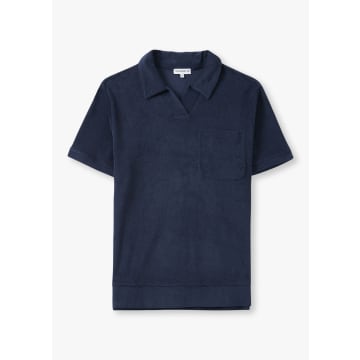 Shop Resort Co Mens Terry Polo Shirt In Navy In Blue
