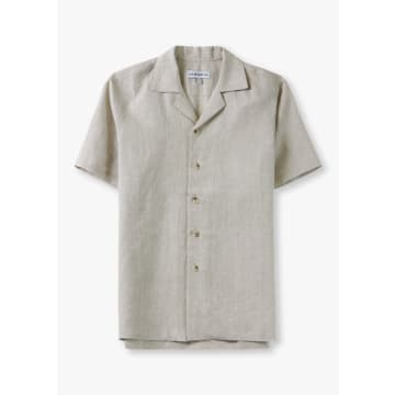 Shop Resort Co Mens Linen Short Sleeve Shirt In Oatmeal