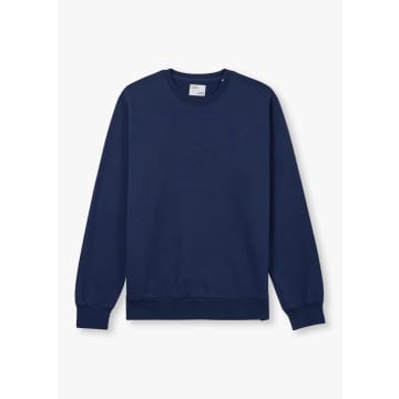 Shop Colorful Standard Mens Classic Crew Sweatshirt In Marine Blue
